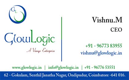 Business Card | Every Media Works | Mohanram Gandhi | GlowLogic | Vishnu